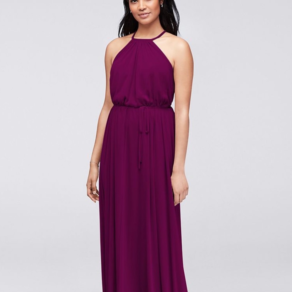 David’s Bridal MeshSangria Halter Bridesmaid Dress
